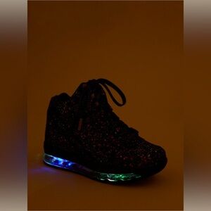 YRU Qozmo Black Glitter Light Up High Top Sneakers size 7